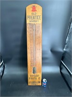 OLD PRENTICE WHISKEY LARGE WOODEN THERMOMETER