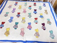 Beautiful Hand Made Sun Bonnet Sue Quilt