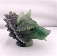 Large Hand Carved Fluorite Wolf 3,967 CT WT