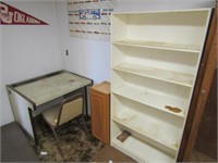 wood bookshelf, cabinet and desk w/chair