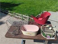 2 Boxes Of Wire Baskets & Christmas Candle Holder.