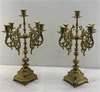 18,5in - vintage brass  candles holder
