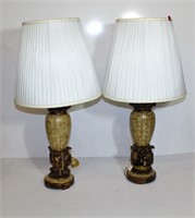 Pair of Stately Table Lamps with Shades