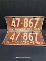 1934 Saskatchewan Plates