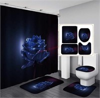 Luxury Royal Blue Rose Shower Curtain, Elegant