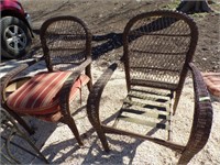 Pair of Plastic, wicker style chairs