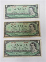TRAY: 3 CANADA CENTENNIAL $1 NOTES