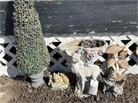 4 Assorted Concrete Outdoor Decor