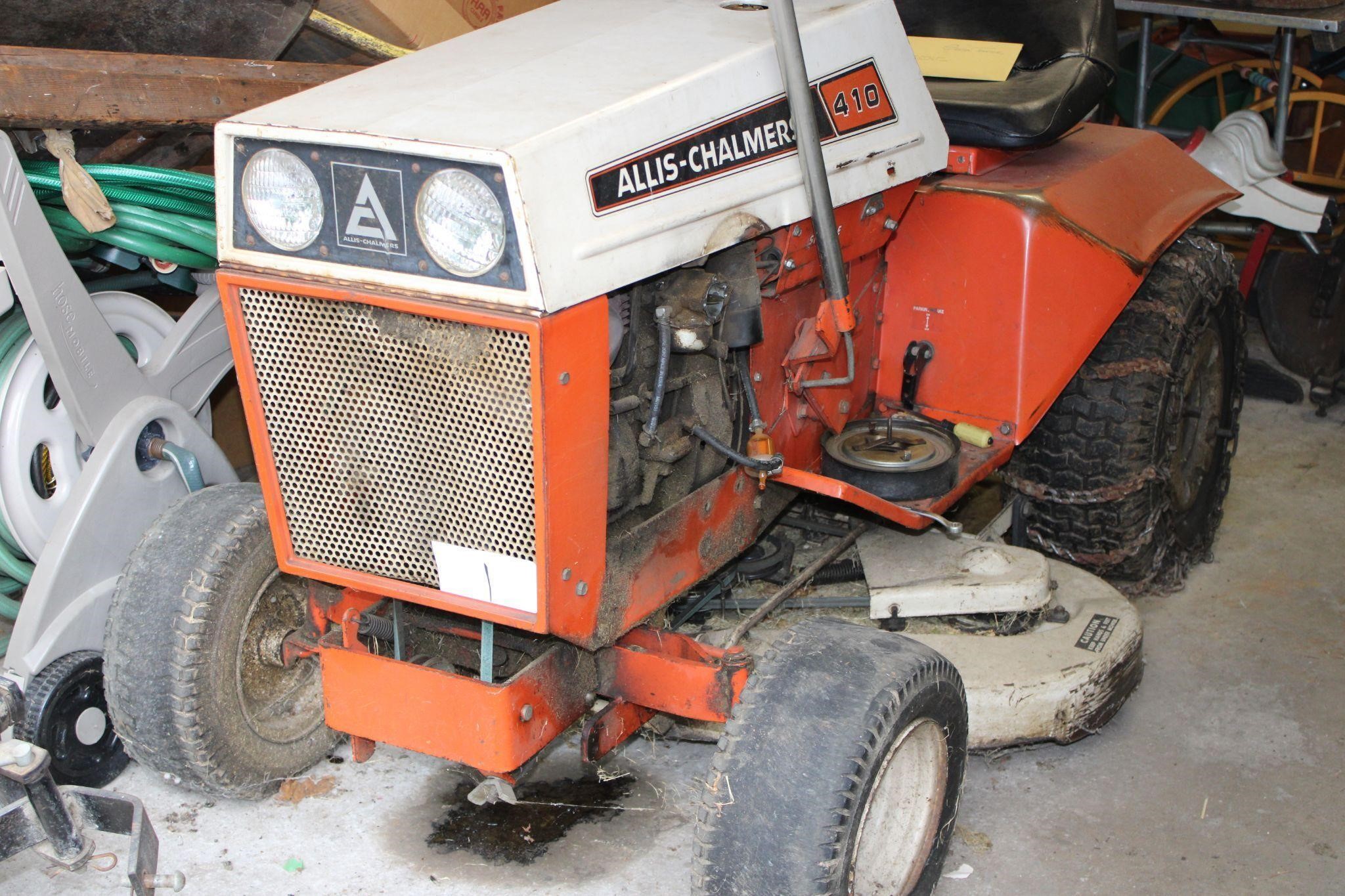410 Allis Chalmers Garden Tractor w/ attachments