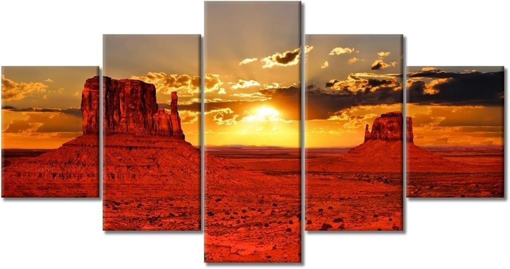 5 Piece Canvas Wall Art Monument Valley