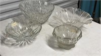 Four Clear Glass Bowls