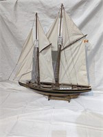Large Bluenose Lunenburg NS Wooden Sail Boat Model