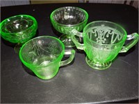 Asst. Green Depression Glassware