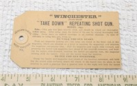 ORIGINAL OLD WINCHESTER GUN HANG TAG