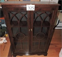 Antique Wood Glass Front Bookcase