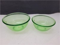 8 & 9 " wide Hazel Atlas Vaseline Glass Bowls