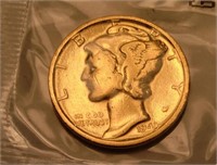 1943-S Dime Gold Plated