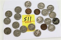 1 Lot of 18 Buffalo Nickels, 2 Indian Head Cents,