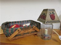 1996 Longaberger Holiday Cheer Basket, Apple Lamp