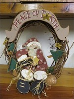 Peace on Earth Santa Christmas Wreath