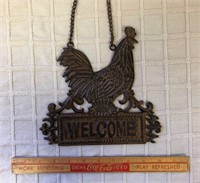 CAST ROOSTER WELCOME SIGN