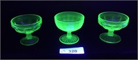 3 pcs. Vaseline Green Sorbet Glasses