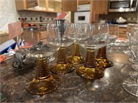 GERMAN ROEMER AMBER GLASS WINE GLASSES