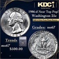 1986-d Washington Quarter Near Top Pop! 25c Graded