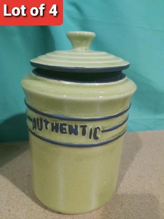 Lot of 4, 10" Ceramic Jar with Lid, Yellow