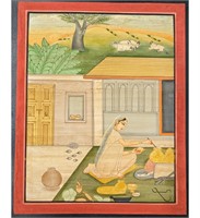 Indian Pahari School Miniature Painting Of Radha