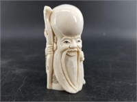 Bone carving of Confucius 4"