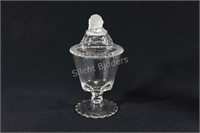 EAPG Gillinder & Sons Glass Frosted Lion Head Cove