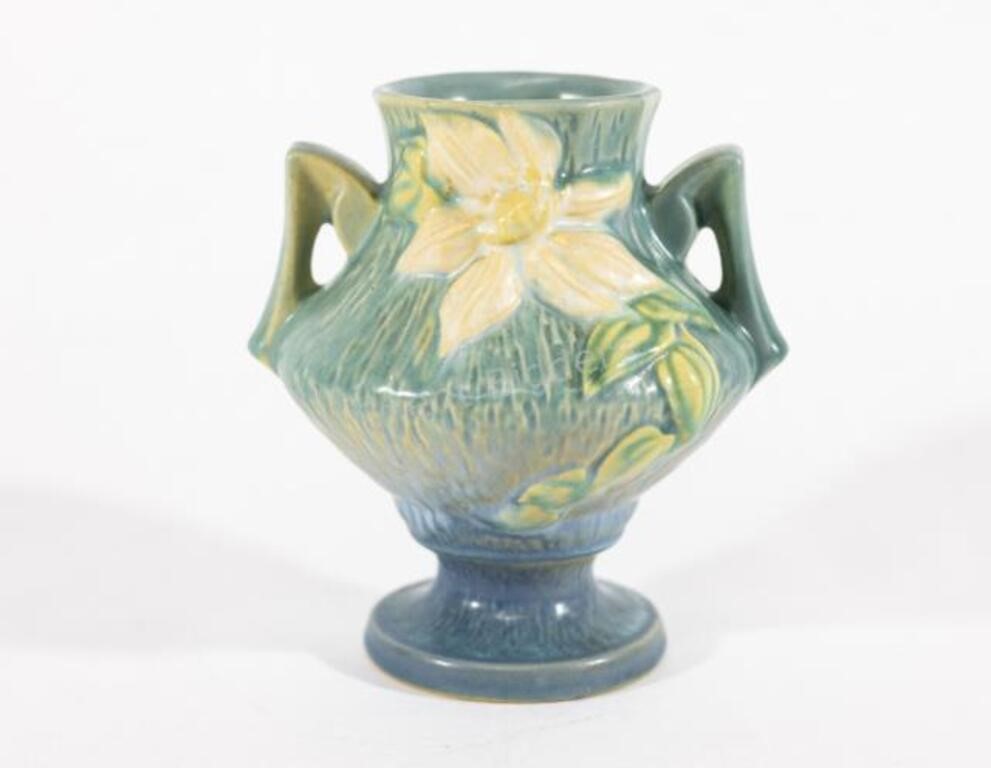 Vintage Roseville Pottery Art Deco Handle Vase
