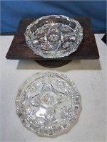 Pair of heavy pattern glass ashtrays