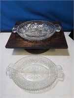 Pair of divided pattern glass vegetable dishes