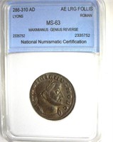 286-310 AD Maximianus Genius Reverse NNC MS63