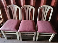 3 PC WOODEN CHAIRS W/ VINYL SEATS