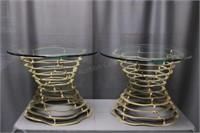 Pair Silas Seandal Brass Volcano Tables