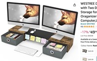 WESTREE Dual Monitor Stand Riser with Two Drawers