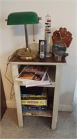 Two tier wood stand with handyman books, small