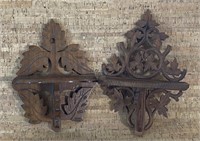 Two Victorian Wooden Wall Sconce Shelves