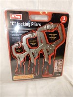 NEW KING "C" LOCKING PLIERS 3 PC SET