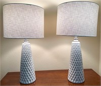 Pair of White Cone Shaped Table Lamps