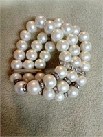 Pearl and Rhinestone Stretch Bracelet