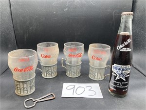 Vintage Coca Cola Glasses, Holders dated '86