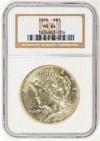 Coin 1926(P) Peace Dollar-NGC-MS64