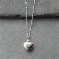 925 Solid Sterling Silver Heart Pendant Necklace