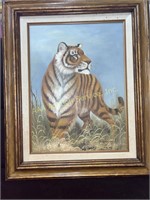 Oil Painting Tiger 22in x 18in, Artist Signed