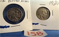 1924,1936 Buffalo Nickels