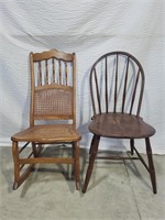 Rattan Rocker and Mahogany Chair